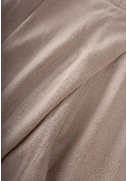 Çapraz Pileli Keten Pantolon Naturel