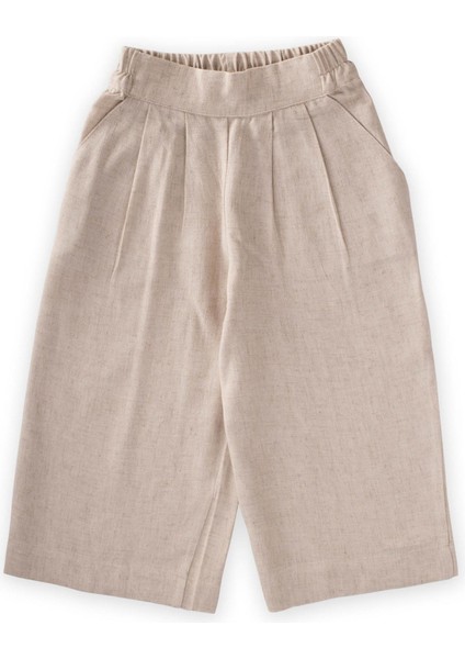 Pileli Keten Bol Pantolon Naturel