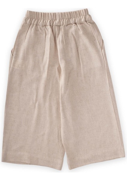 Pileli Keten Bol Pantolon Naturel
