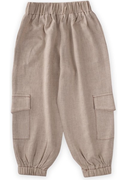 Keten Paçası Lastikli Kargo Pantolon 2-7 Yaş Naturel fiyatları