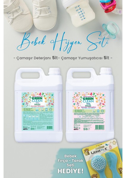 Green Clean Baby Çamaşır Deterjanı 5 Lt, Yumuşatıcı 5 Lt ve Hediyeli