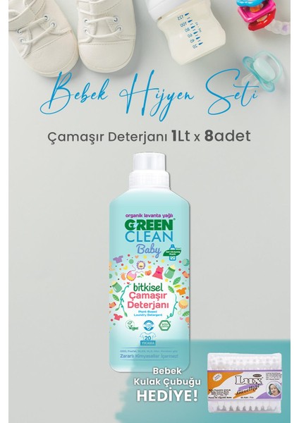 U Green Clean Baby Çamaşır Deterjanı 1 L x 8 Adet ve Hediyeli