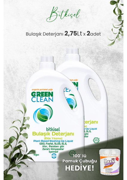 Bitkisel Bulaşık Deterjanı 2,75 Lt x 2 Adet ve Hediyeli