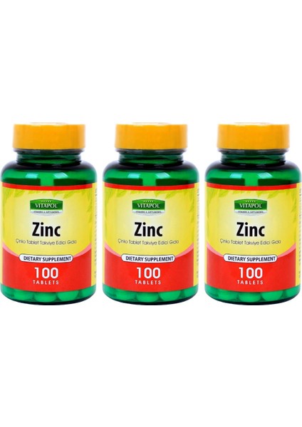 Zinc Sulfate 15 mg Çinko Sülfat 3 x 100 Tablet