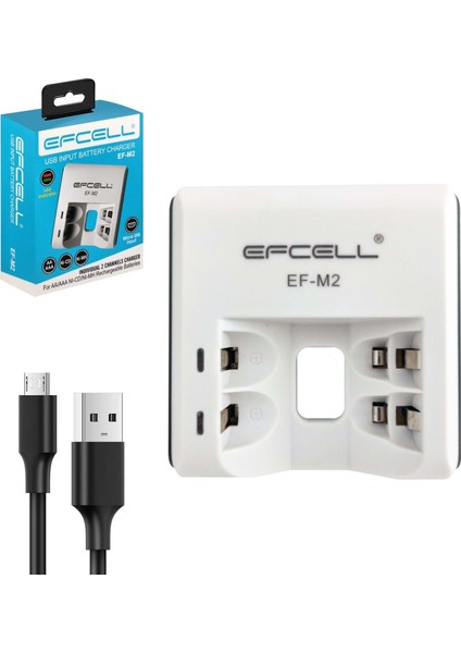 Pil Şarj Aleti Ikili USB Aa/aaa Ni-Mh/ni-Cd Efcell Ef-M2