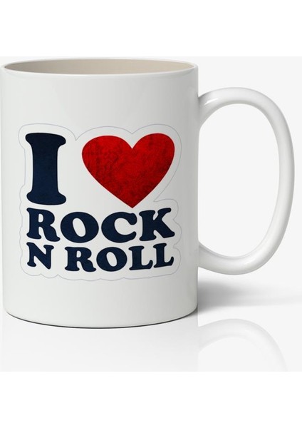 I Love Rock 'n' Roll Baskılı Kahve Kupa Bardak