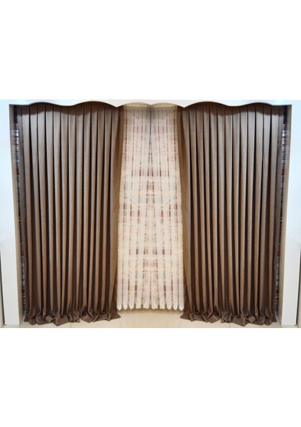 Orta Kahve Renk Fon Kadife Perde Çift Kanat 1/3 Sık Pileli Dikim V-11 fiyatları