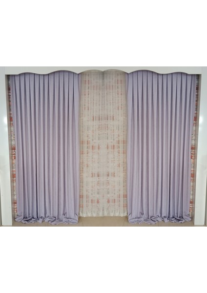 Açık Lila Renk Fon Kadife Perde Çift Kanat 1/3 Sık Pileli Dikim V-31 fiyatları
