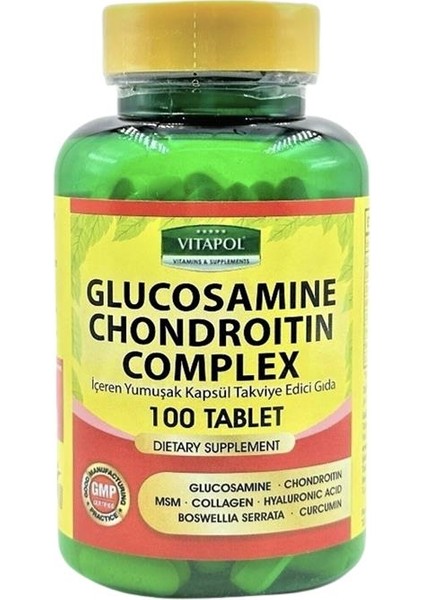 Glucosamine Chondroitin Complex 100 Tablet Msm Collagen Hyaluronic Acid Boswellia Serrata