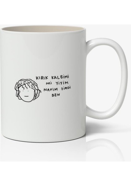 Kırık Kalbim Motto Baskılı Kahve Kupa Bardak