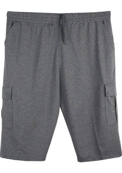 Erkek Büyük Beden Kargo Cepli Penye Kapri Antrasit