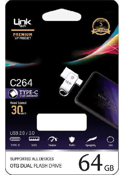 C264 Premium Dual 64GB Type-C Otg Flash Bellek