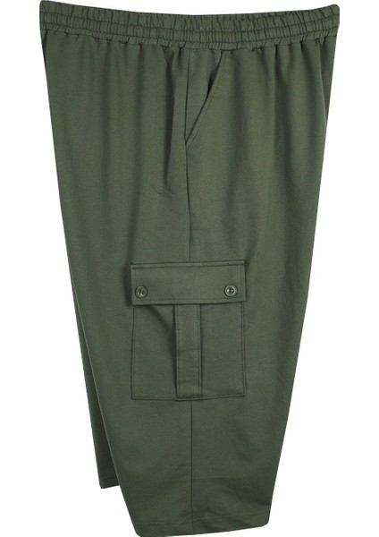 Erkek Büyük Beden Kargo Cepli Penye Kapri Haki modelleri