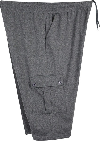 Erkek Büyük Beden Kargo Cepli Penye Kapri Antrasit modelleri