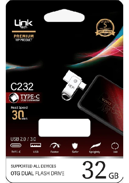 C232 Premium Dual 32GB Type-C Otg Flash Bellek