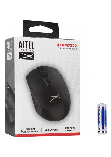 Lansing ALBM7222, Siyah, 2.4ghz Usb, 1200DPI, Kablosuz Optik Mouse