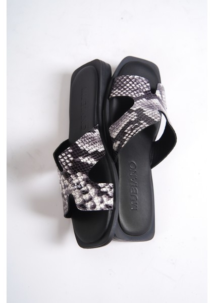 Hakiki Deri MBGVN656KRKDL Kadın Krokodil Desenli Düz Terlik fırsatları