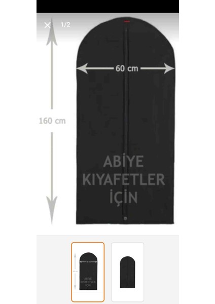 Abiye Elbise Kılıfı Fermuarlı Gamboç 60 cm × 160 cm Elbise Hurç