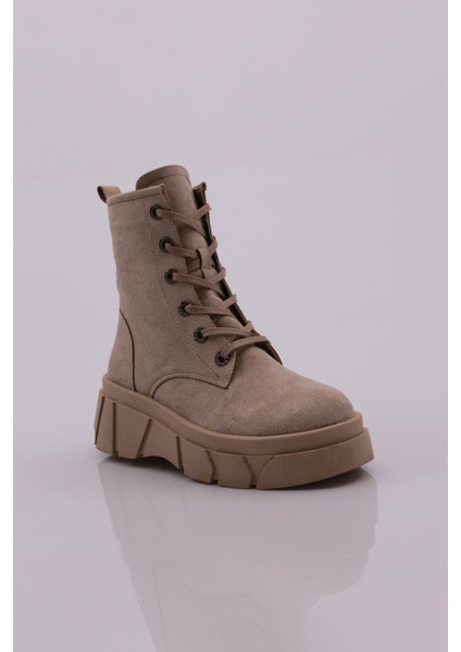2203 Kadın Fermuarlı Bağcıklı Kalın Taban Bot BEJ SÜET fiyatları