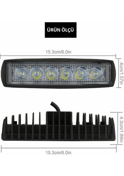 Off Road 6 Inç 18 W 6 LED Plastik Kasa Mini LED Bar Oto Gündüz Ledi Sis Farı modelleri