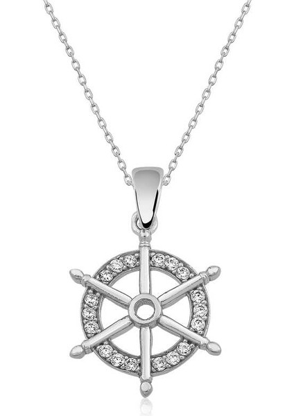 925 Ayar Gümüş Gemi Dümeni Kolye