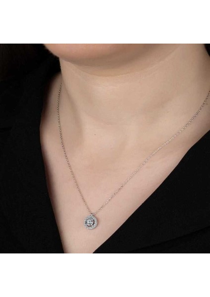 Swarovski Taşlı 925 Ayar Gümüş Tektaş Kadın Kolye fiyatları