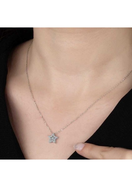 Swarovski Taşlı 925 Ayar Gümüş Yıldız Tektaş Kadın Kolye fiyatları