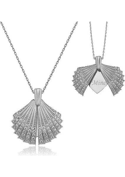 925 Ayar Gumuss Kişiye Özel İstiridye Bayan Kolye