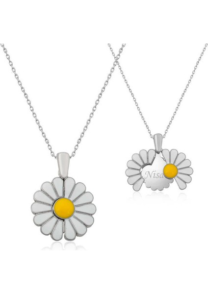 925 Ayar Gumuss Kişiye Özel Papatya Kolye