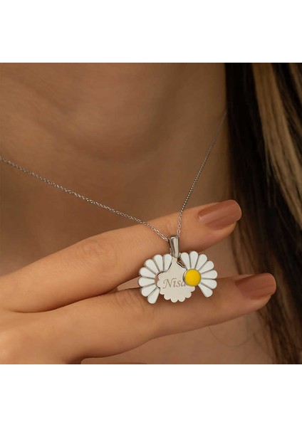 925 Ayar Gumuss Kişiye Özel Papatya Kolye fiyatları