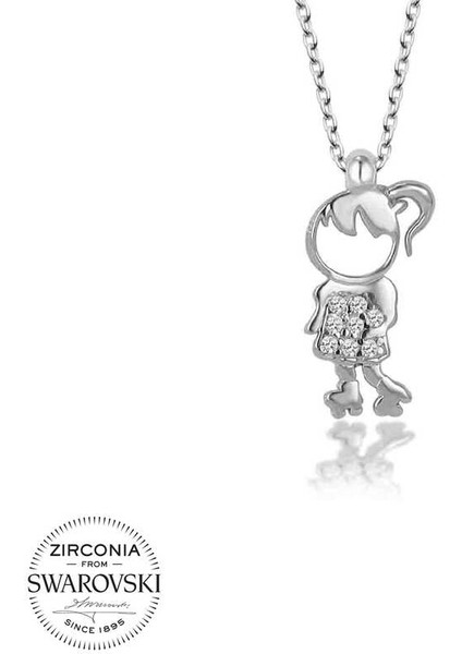 Swarovski Taşlı 925 Ayar Gümüş Çocuk Kadın Kolye
