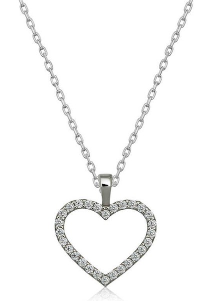 925 Ayar Gumuss Kalp Bayan Kolye