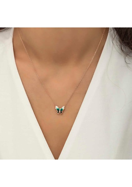 925 Ayar Gumuss Rose Minimal Kelebek Bayan Kolye fiyatları