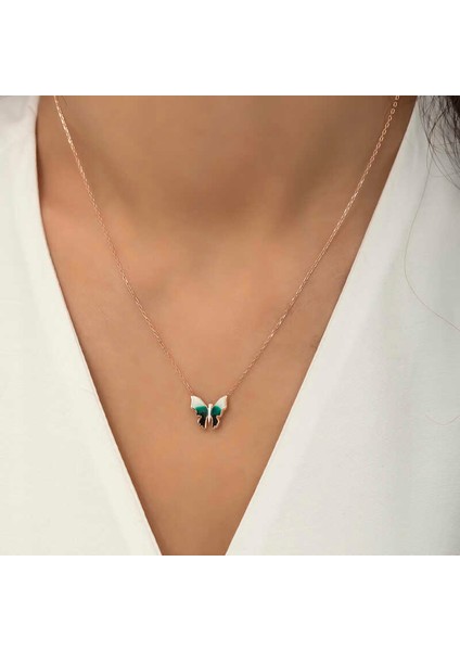 925 Ayar Gumuss Rose Minimal Kelebek Bayan Kolye fırsatları