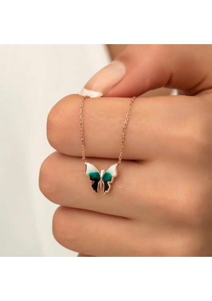 925 Ayar Gumuss Rose Minimal Kelebek Bayan Kolye indirimleri