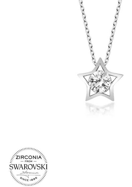 Swarovski Taşlı 925 Ayar Gümüş Yıldız Kadın Kolye