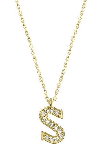 925 Ayar Gumuss Gold S Harfi Lucky Life Lucky Life Lucky Life Kadın Kolye