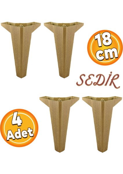 Sedir Lüks Mobilya Kanepe Sehpa Tv Ünitesi Konsol Koltuk Ayağı Açık Ceviz 18 cm Ayakları (4 Adet)