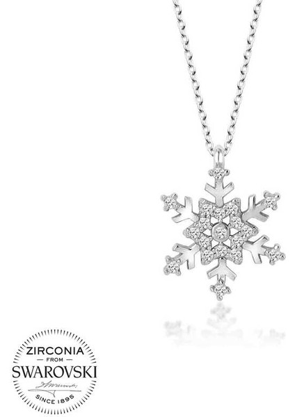 Swarovski Taşlı 925 Ayar Gümüş Kartanesi Kadın Kolye