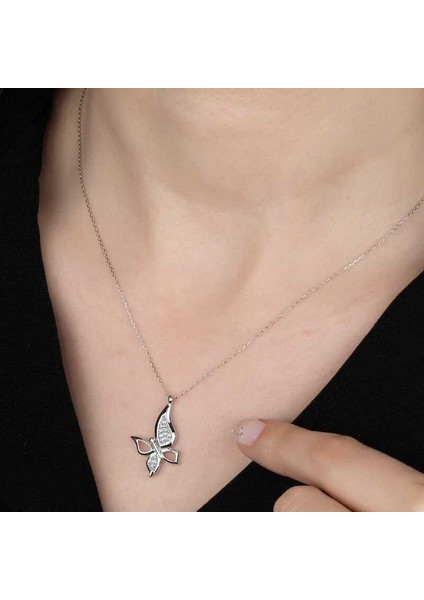 Swarovski Taşlı 925 Ayar Gümüş Kelebek Kadın Kolye fiyatları
