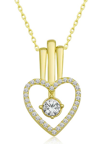 925 Ayar Gumuss Gold Kalpli Tek Taş Lucky Life Lucky Life Lucky Life Kadın Kolye