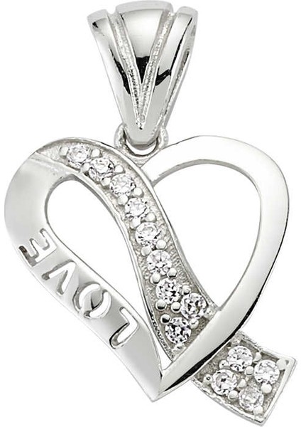 925 Ayar Gümüş Love Kalp Kadın Kolye