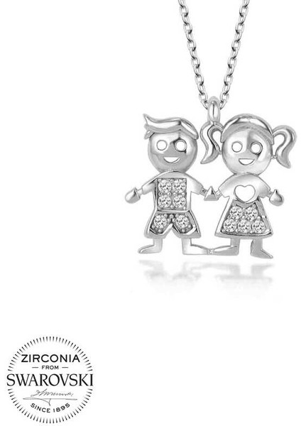 Swarovski Taşlı 925 Ayar Gümüş Erkek Kız Çocuk Kadın Kolye