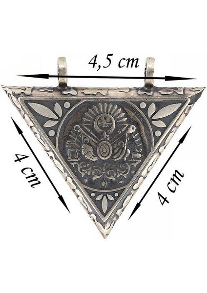 925 Ayar Gumuss Üçgen İçi Açılabilen Osmanlı Arma Muskalık Kolye fiyatları