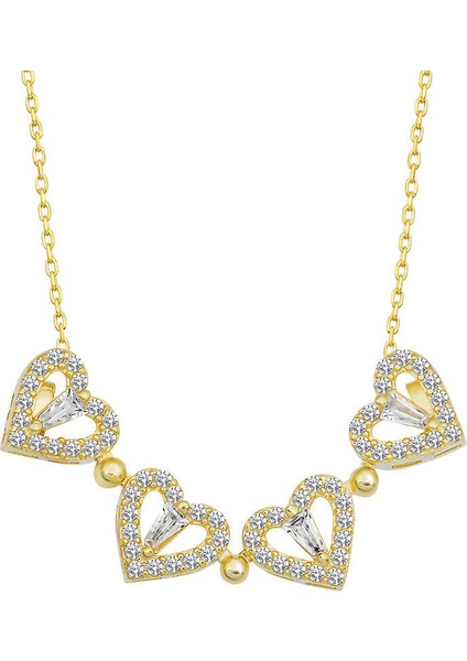 925 Ayar Gümüş Gold Kalpli Açılabilen Yonca Kadın Kolye fırsatları