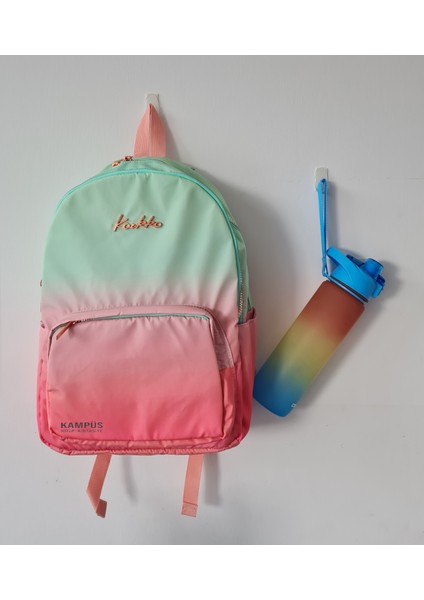 Rainbow Venüs K1562 Sırt Çantası + Gıpta Cool-J 1000ML Mavi-Kırmızı-Sarı Matara Seti