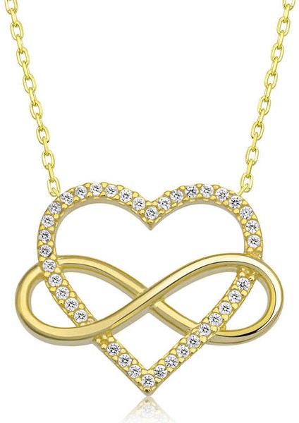 925 Ayar Gumuss Gold Kalpli Sonsuzluk Lucky Life Lucky Life Lucky Life Kadın Kolye