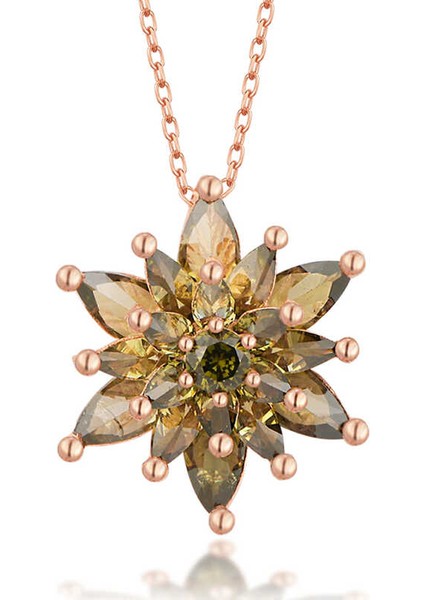 925 Ayar Gumuss Rose 4 Katman Lotus Çiçeği Lucky Life Lucky Life Lucky Life Kadın Kolye