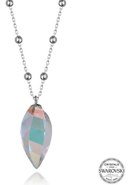 Swarovski Crystal Taşlı Top Zincir 925 Ayar Gümüş Kadın Kolye