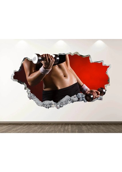 Fitness Temalı Full Hd Baskı 3D Modern Duvar Sticker